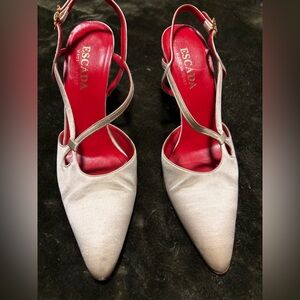 ESCADA Satin Strappy Heels with Sequined Clasp Size 6.5